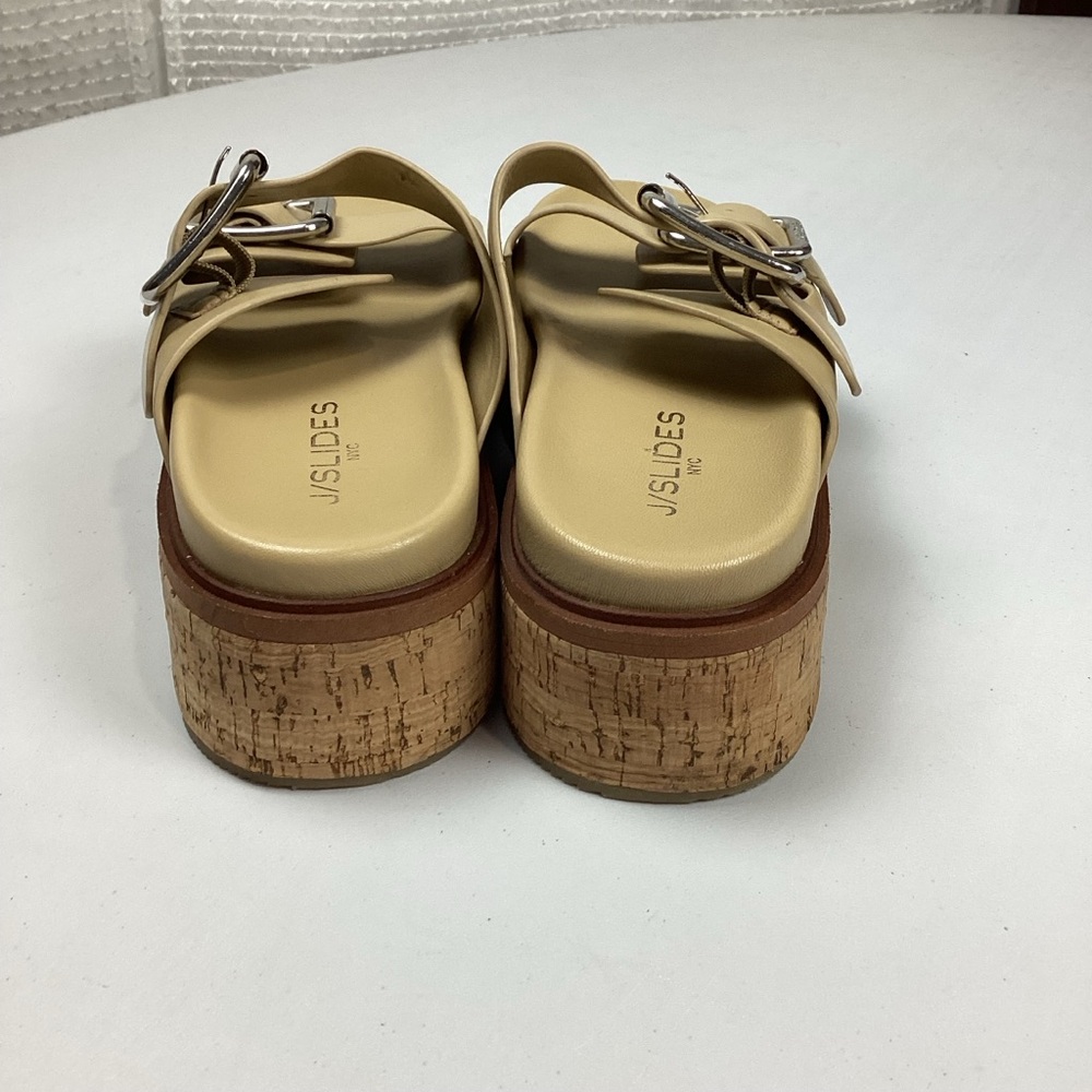 J/Slides Belinda Leather Double Strap Cork Platform Sandals 7.5 - Picture 3 of 11